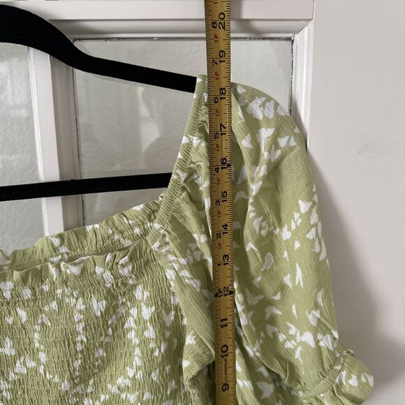 Womens Juniors L Lime Green Crop Top Puff Sleeves Fairy Boho Cottagecore - Picture 10 of 10